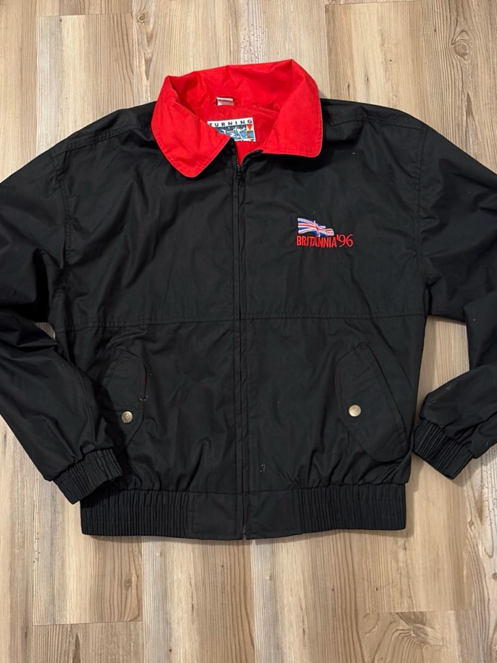 Black Windbreaker with Red Collar